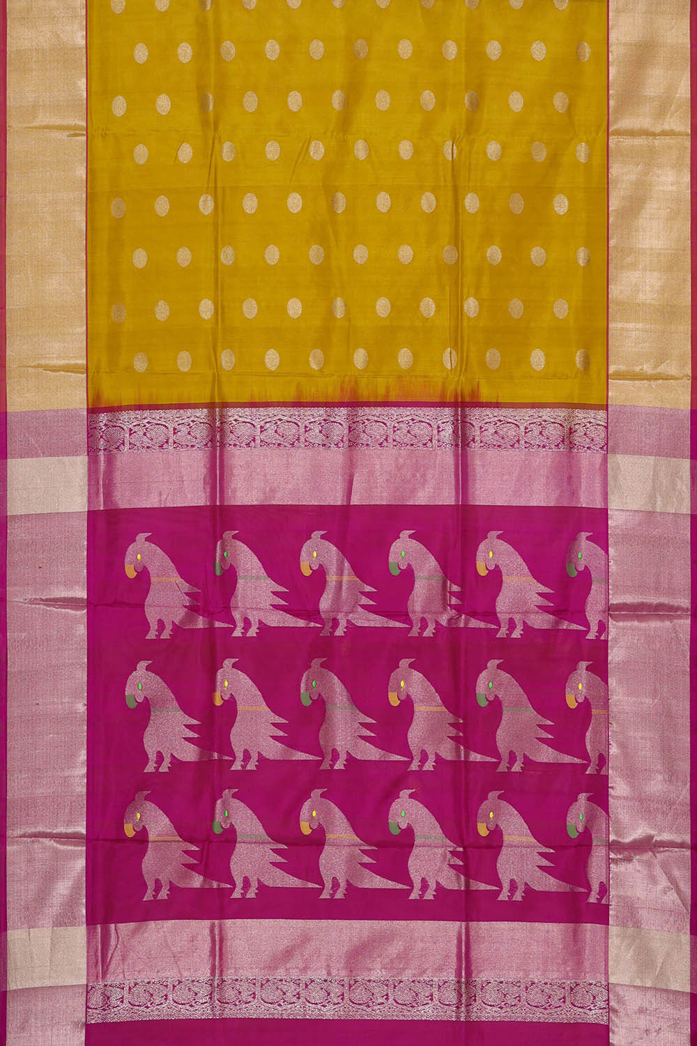 Image of Venkatagiri Silk Mustard Yellow Saree